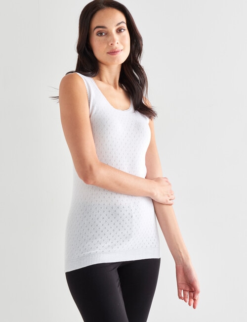 Lyric Thermals Harmony Cotton Pointelle Singlet, White product photo View 05 L