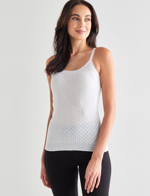 Lyric Thermals Harmony Cotton Pointelle Cami, White product photo View 04 L