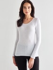 Lyric Thermals Harmony Cotton Pointelle Long Sleeve Top, White product photo