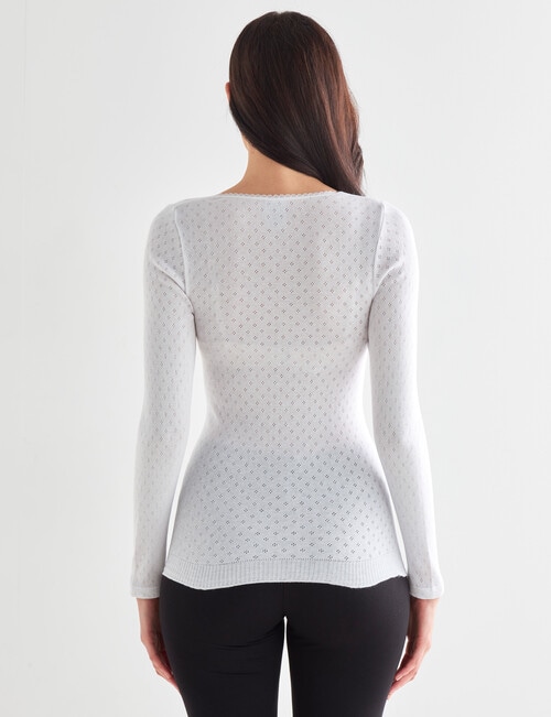Lyric Thermals Harmony Cotton Pointelle Long Sleeve Top, White product photo View 02 L