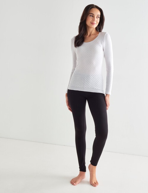 Lyric Thermals Harmony Cotton Pointelle Long Sleeve Top, White product photo View 03 L