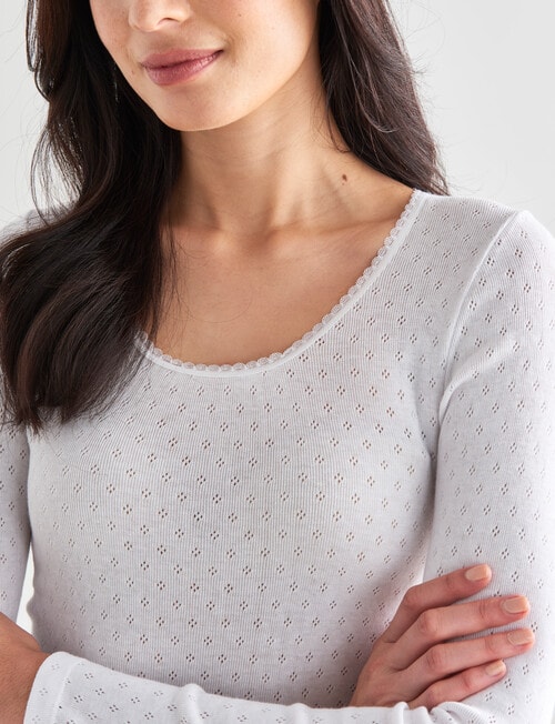 Lyric Thermals Harmony Cotton Pointelle Long Sleeve Top, White product photo View 04 L