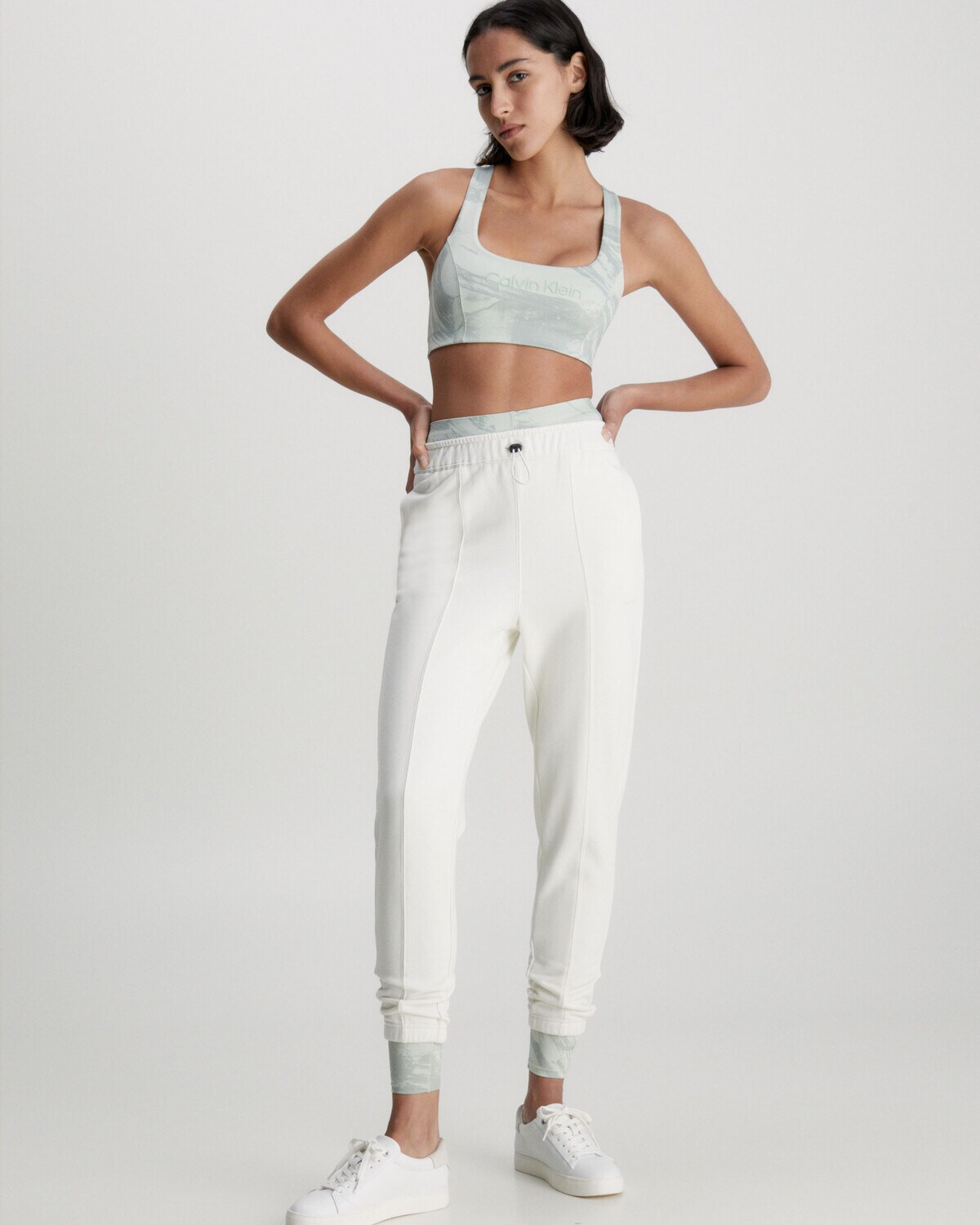 Calvin Klein Knit Jogger Pant, White Suede - Activewear