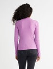 Calvin Klein Badge Rib Long-Sleeve Top, Iris Orchid product photo View 02 S
