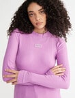 Calvin Klein Badge Rib Long-Sleeve Top, Iris Orchid product photo View 03 S