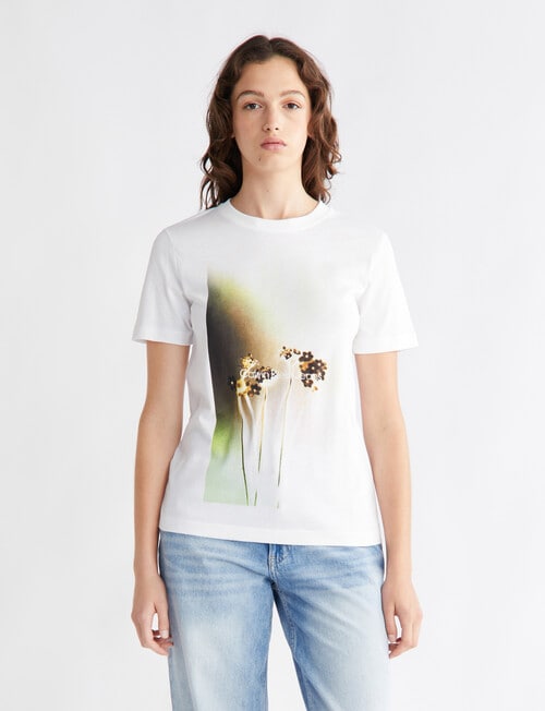 Calvin Klein Floral Photoprint Tee, White product photo View 03 L