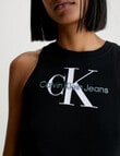 Calvin Klein Archival Monologo Rib Tank Dress, Black product photo View 03 S