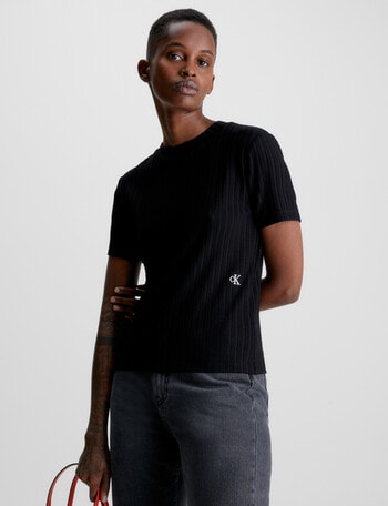Calvin Klein Rib Short Sleeve Tee, Black product photo