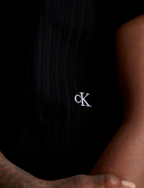 Calvin Klein Rib Short Sleeve Tee, Black product photo View 03 L