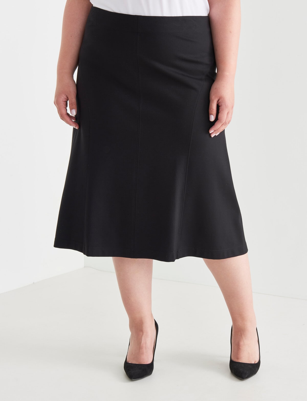 Studio Curve Collection A-Line Ponte Skirt, Black - Dresses & Skirts
