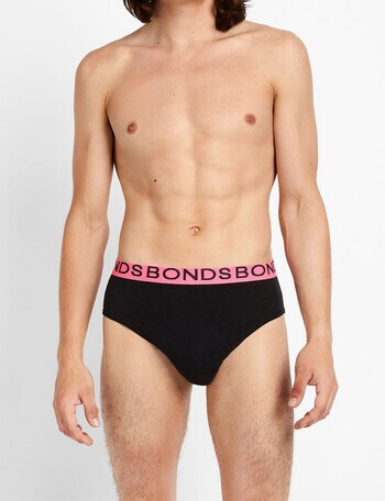 Bonds Hipster Brief, 4-Pack, Black & Multicoloured Waistbands product photo