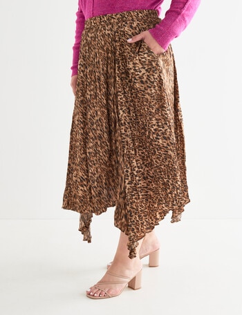 Studio Curve Hammered Satin Skirt Animal, Brown product photo