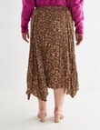 Studio Curve Hammered Satin Skirt Animal, Brown product photo View 02 S