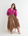 Studio Curve Hammered Satin Skirt Animal, Brown product photo View 03 S