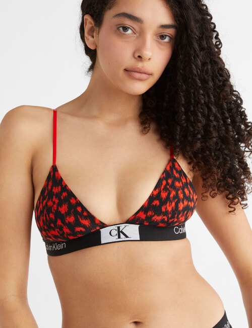 Calvin Klein 1996 Cotton Triangle Crop Top, Red Leopard product photo