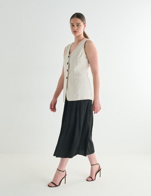 Whistle Pleat Satin Midi Skirt, Black product photo View 15 L