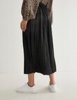 Whistle Pleat Satin Midi Skirt Black product photo View 02 S