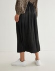 Whistle Pleat Satin Midi Skirt, Black product photo View 02 S