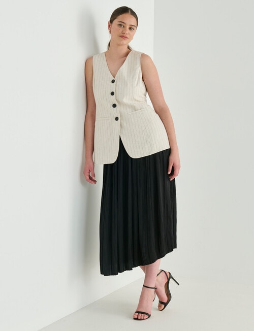 Whistle Pleat Satin Midi Skirt, Black product photo View 14 L