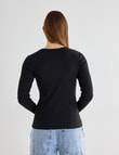 Mineral Hazel Rib Crew Long Sleeve Top, Black product photo View 02 S