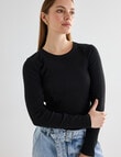 Mineral Hazel Rib Crew Long Sleeve Top, Black product photo View 05 S