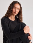 Mineral Hazel Rib Crew Long Sleeve Top, Black product photo