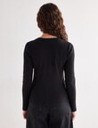 Mineral Hazel Rib Crew Long Sleeve Top, Black product photo View 02 S