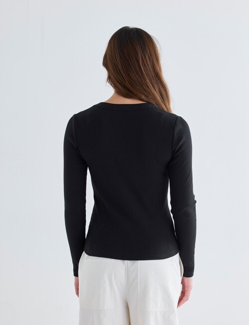 Mineral Hazel Rib Crew Long Sleeve, Black product photo View 02 L