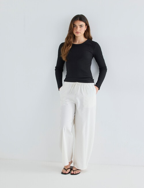 Mineral Hazel Rib Crew Long Sleeve, Black product photo View 03 L
