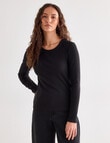 Mineral Hazel Rib Crew Long Sleeve Top, Black product photo View 05 S