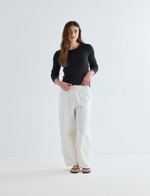 Mineral Hazel Rib Crew Long Sleeve, Black product photo View 05 L