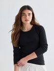 Mineral Hazel Rib Crew Long Sleeve, Black product photo View 06 S