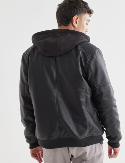 Tarnish Hooded PU Jacket, Black product photo View 02 L