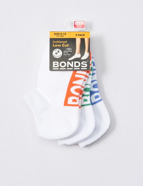 Bonds Logo Low Cut, 3-Pack, White product photo View 02 L