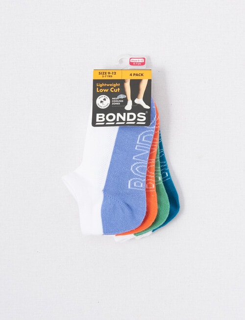 Bonds Logo Light Low-Cut Sock, 4-Pack, White product photo View 02 L