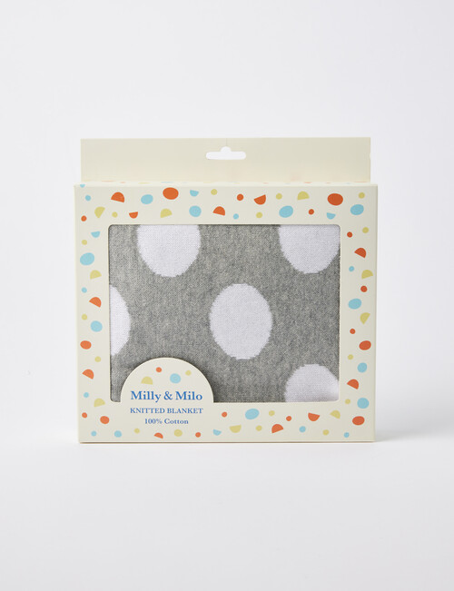 Milly & Milo Dots Jacquard Cotton Blanket, Grey & White product photo View 02 L