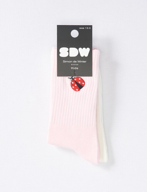 Simon De Winter Rib Crew Socks, 2- Pack, Lady Bug product photo View 02 L