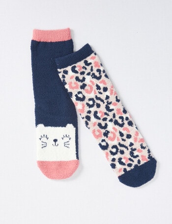 Simon De Winter Home Crew Socks, 2- Pack, Leopard product photo