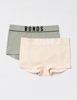 Bonds Retro Rib Shortie, 2-Pack, Pink & Grey Marle, 6-16 product photo