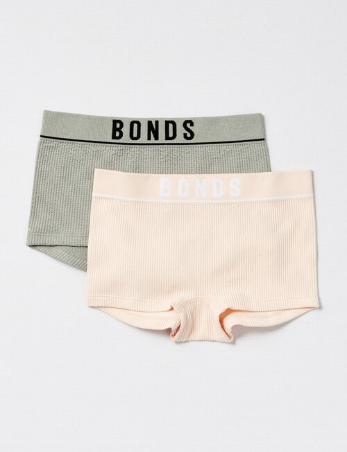 Bonds Retro Rib Shortie, 2-Pack, Pink & Grey Marle, 6-16 product photo