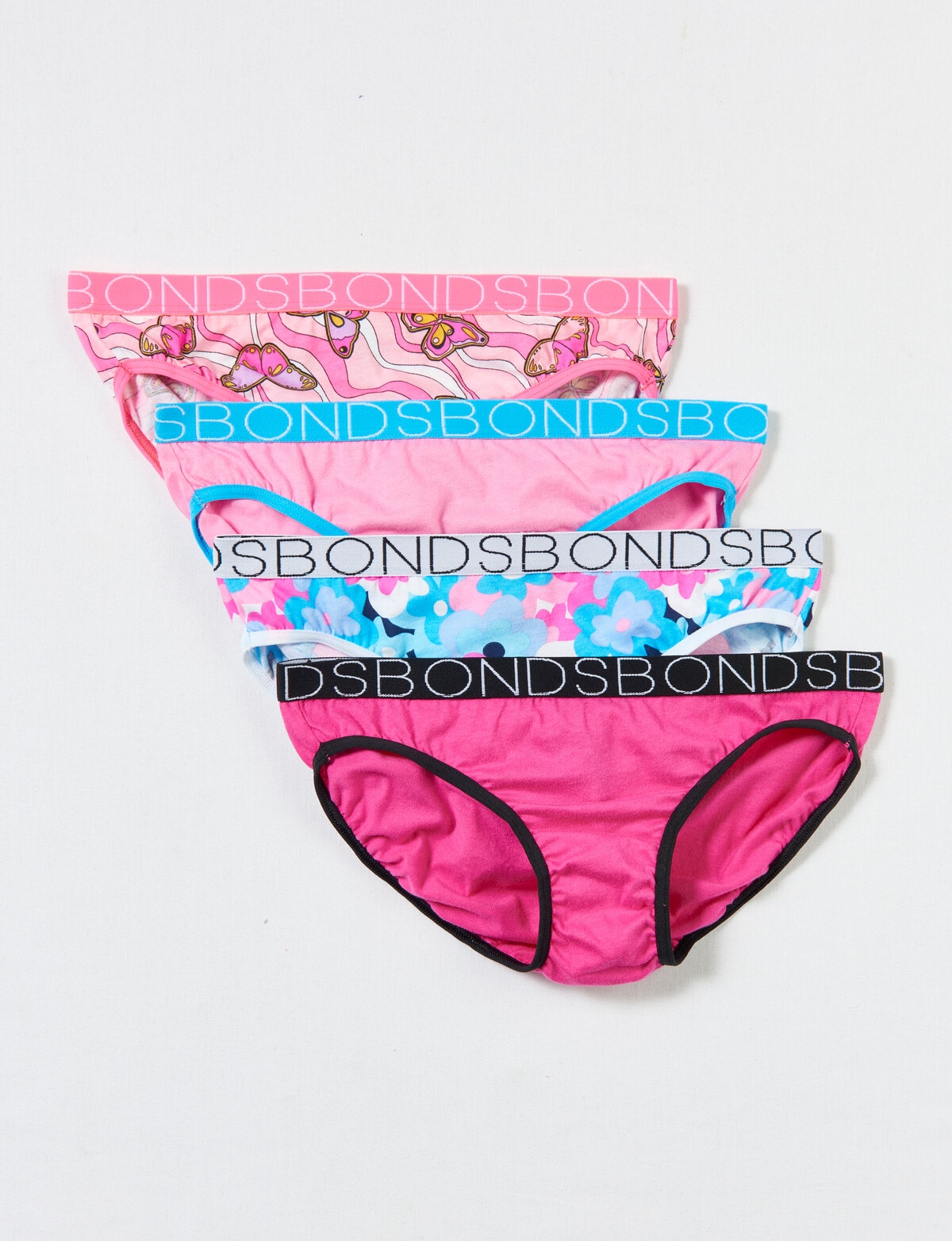 Bonds Multi Cotton Bikini Brief, 4-Pack, Butterfly, 2-12 - Underwear