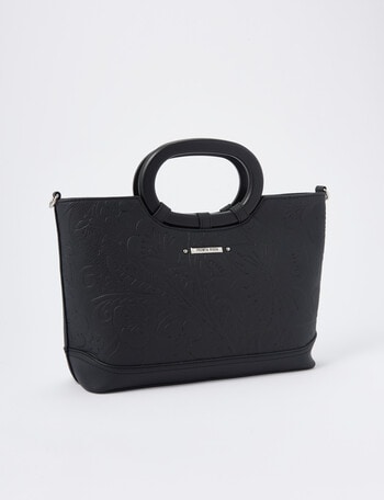 Pronta Moda Oval Handle Shopper Bag, Black product photo