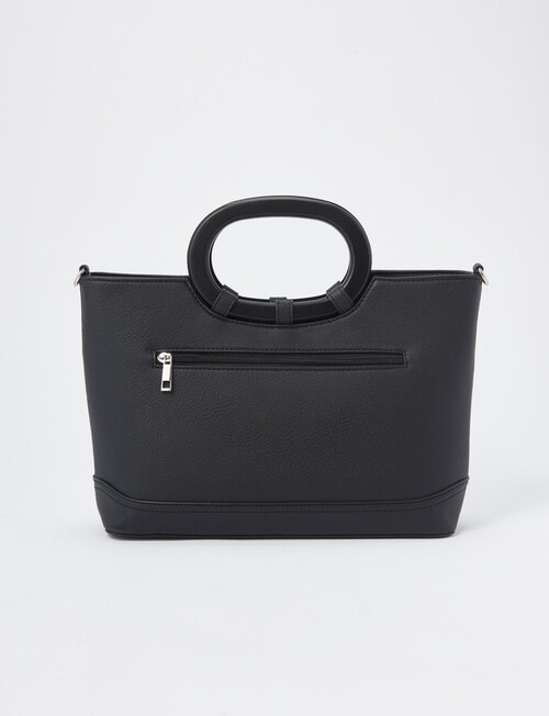Pronta Moda Oval Handle Shopper Bag, Black product photo View 02 L