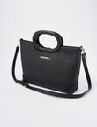 Pronta Moda Oval Handle Shopper Bag, Black product photo View 03 S