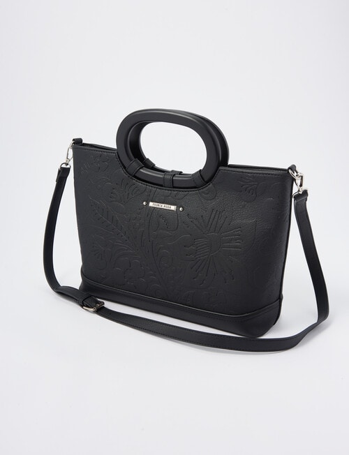 Pronta Moda Oval Handle Shopper Bag, Black product photo View 03 L