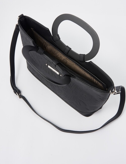 Pronta Moda Oval Handle Shopper Bag, Black product photo View 05 L