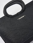 Pronta Moda Oval Handle Shopper Bag, Black product photo View 06 S