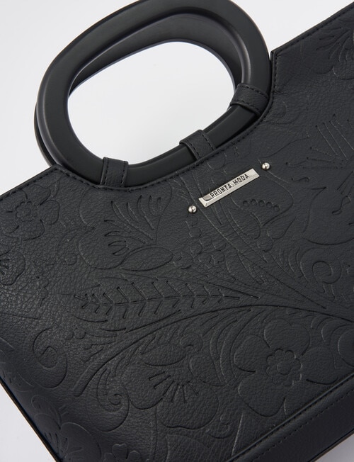 Pronta Moda Oval Handle Shopper Bag, Black product photo View 06 L