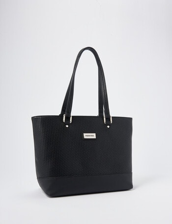 Pronta Moda Textured Weave Tote Bag, Black product photo