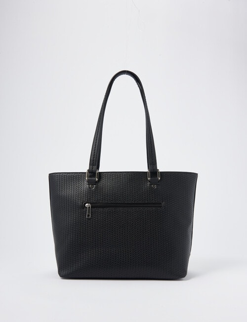 Pronta Moda Textured Weave Tote Bag, Black product photo View 02 L